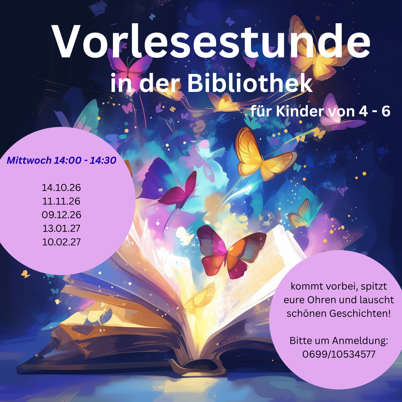 Termine Vorlesestunden in der Bibliothek