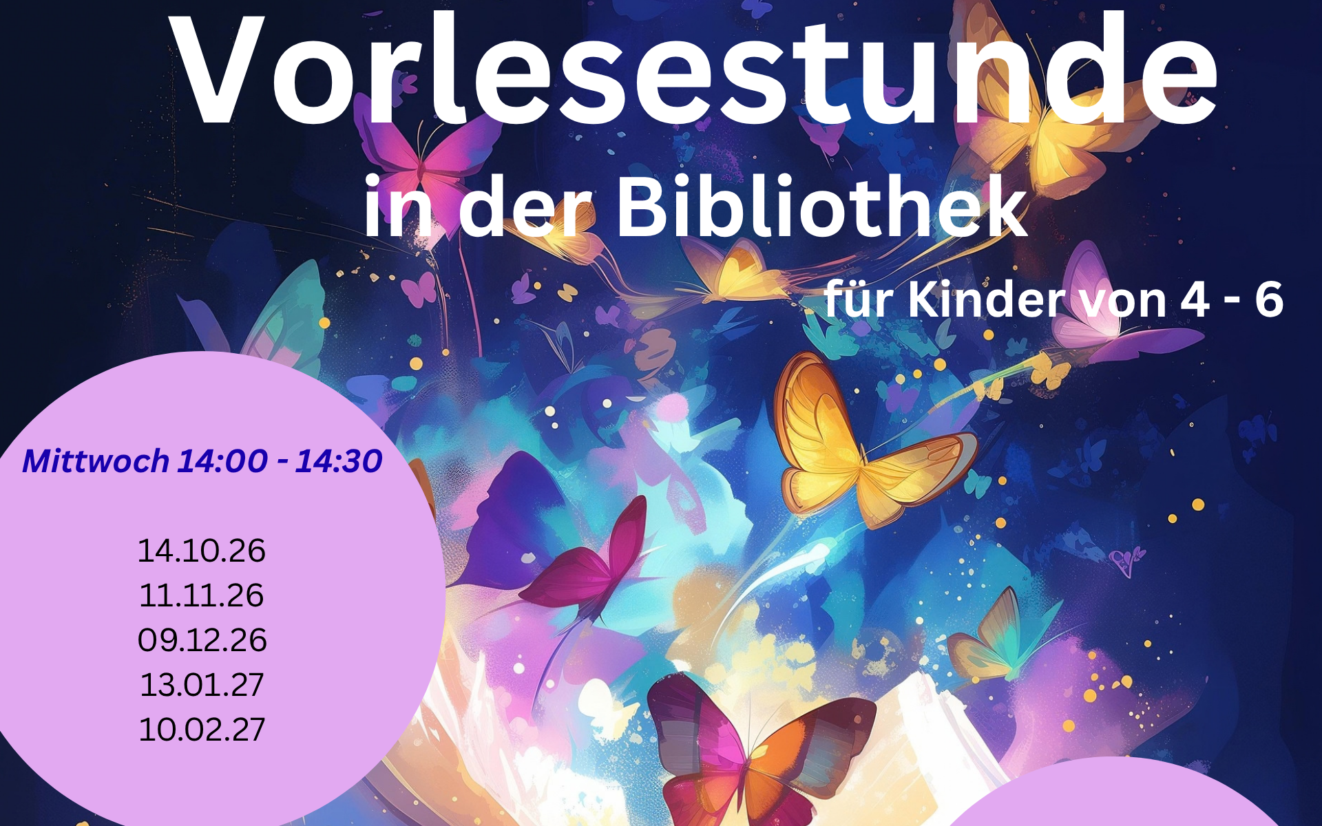 Termine Vorlesestunden in der Bibliothek
